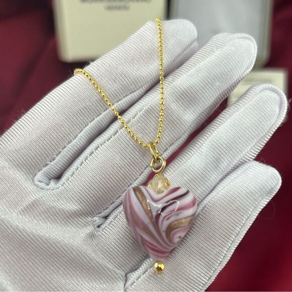 Murrina Murano Venezia Pink Heart Pendant Necklace – Authentic Murano Glass - Picture 1 of 7